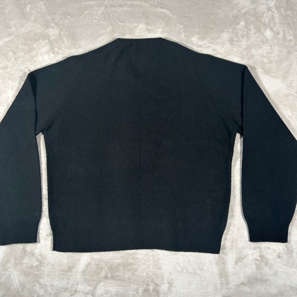 Polo Ralph Lauren Mens V-Neck Sweater Black 100% Lambswool Blue Pony Logo Large - Picture 11 of 12